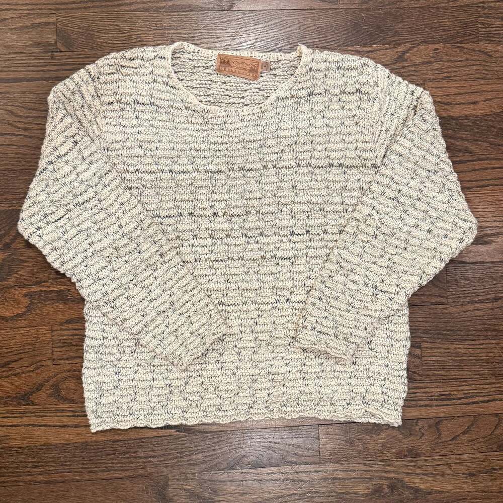 Shenandoah Women’s Chunky Knit Crewneck Sweater Oatmeal Blue Fleck Size Small
